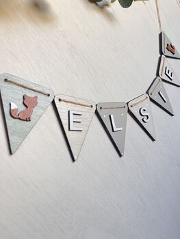 Woodland Nursery Bunting Custom Name Garland With Animals, 3 of 10