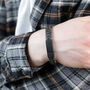 Men's Navy Antiqued Thick Woven Leather Bracelet, thumbnail 3 of 4