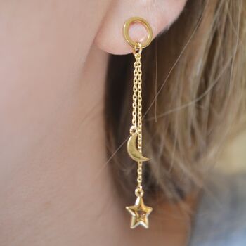 Night Sky Star And Moon Earrings, 3 of 9