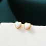 Sterling Silver White Opal Heart Screw Back Earrings, thumbnail 2 of 11