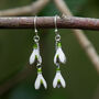 White Snowdrop January Birth Flower Earrings, Silver, thumbnail 1 of 5