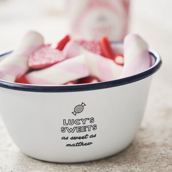 Personalised Sweet Bowl With Sweet Tub And Heart Lolly, 2 of 4