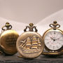 Engraved Bronze Pocket Watch Ship Design, thumbnail 1 of 5