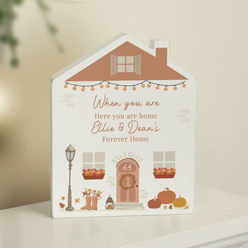 Personalised Autumnal Wooden House Ornament – Autumn Decor, 4 of 5