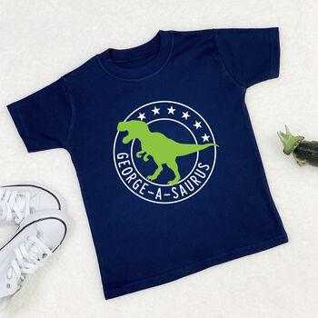 Personalised Dinosaur Kids T Shirt, 2 of 9
