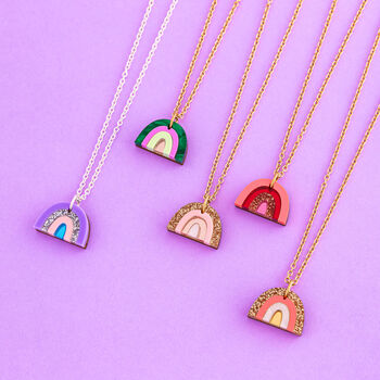 Rainbow Pendant Necklace In Lilac, 2 of 3