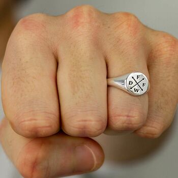 Family Initials Personalised Silver Signet Ring, 2 of 8