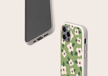 Retro Green Flowers Biodegradable Phone Case, 4 of 7