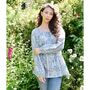 Block Printed Blue Cornflower Cotton Blouse 'Emery', thumbnail 2 of 5