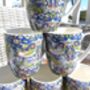 Set Of Six Aspen Mugs In Blue Strawberry Thief Design, thumbnail 3 of 12