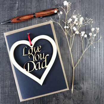 Love You Dad Father's Day Card With Woodcut Keepsake, 3 of 5