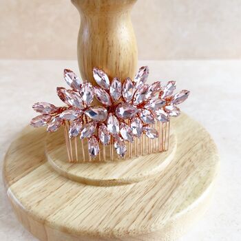 Blush Pink Crystal Hair Comb, 6 of 8