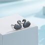 Black Swan Stud Earrings In Sterling Silver, thumbnail 1 of 10