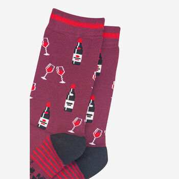 Men's Red Wine Bamboo Socks, 4 of 4