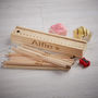 Personalised Wooden Pencil Case And Pencils, thumbnail 1 of 4