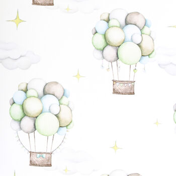 Pastel Balloons Hot Air Ballon Children's Gift Wrapping Paper 140gsm, 2 of 4