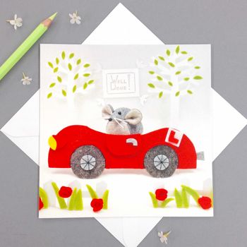 Passing Driving Test Mouse Greeting Card, 2 of 2