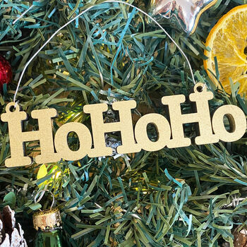 Hanging 'Ho Ho Ho' Wooden Christmas Mini Sign Personalised Colour, 5 of 6