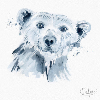 Inky Polar Bear Illustration Print, 10 of 11