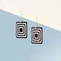Black And White Geometric Rectangle Earrings • Gold Plated Sterling Silver Hooks, thumbnail 3 of 9