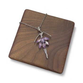 Personalised Ballerina Necklace With Purple Crystal Costume, 7 of 11