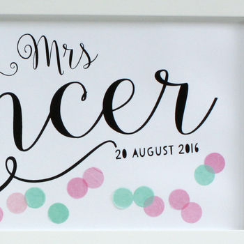 Personalised Confetti Mr And Mrs Wedding Print, 4 of 6