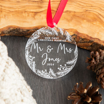 Custom Mr And Mrs First Christmas Bauble Keepsake, 4 of 5