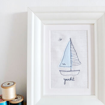 Embroidered Linen 'Yacht' Picture, 3 of 5