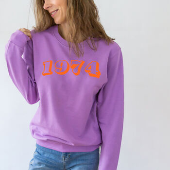 Neon Embroidered Year Of Birth Sweatshirt, 6 of 7
