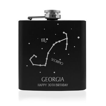 Personalised Star Sign Hip Flask, 7 of 12