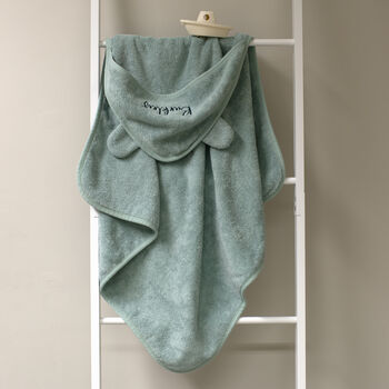 Personalised Hooded Towel In Sea Green, 2 of 4