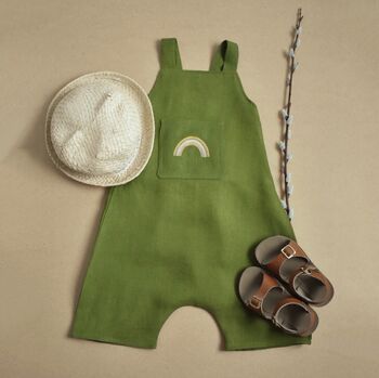 Embroidered Rainbow Dungarees, 3 of 7