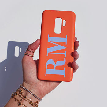 Personalised Terracotta Orange And Blue Phone Case, 3 of 8