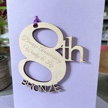 Personalised Bronze 8th Wedding Meaning Anniversary Card, 10 of 11