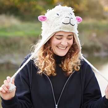 Sheep Hand Knitted Woollen Animal Hat, 2 of 7