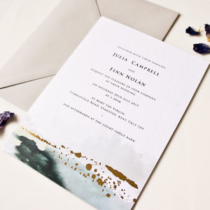 Watercolour And Foil Wedding Invitations By My Golden Finds