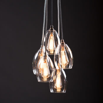 Five Way Clear Glass Small Cluster Pendant Light, 6 of 7