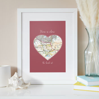 Personalised 'Home Sweet Home' Map Heart Print, 4 of 7