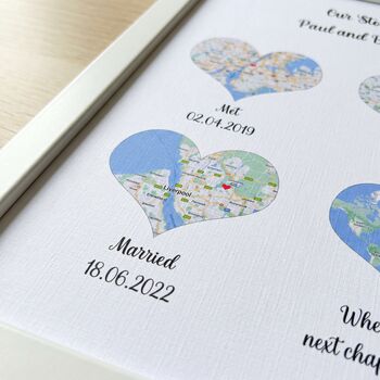 Wedding Gifts Personalised Location Maps Print Met Engaged Married, 7 of 10