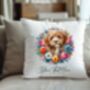 Personalised Cavapoo Summer Floral Dog Wreath Cushion And Mug Gift Bundle, thumbnail 4 of 4