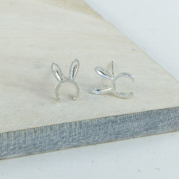 Sterling Silver Bunny Rabbit Ear Studs, 2 of 2