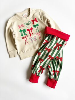 Christmas Bow Print Recycled Sweatshirt, 2 of 3