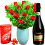 A Dozen Red Rose Flowers Chocolates And Prosecco, thumbnail 1 of 9