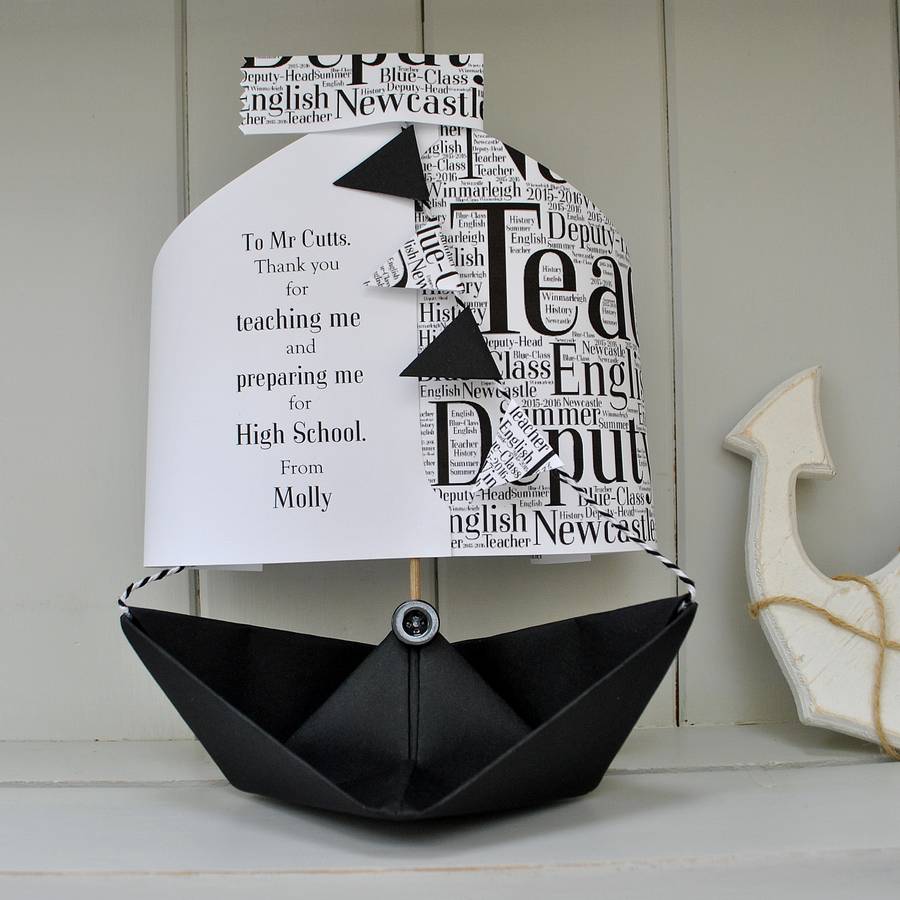 Word Cloud Sail Paper Boat Card Keepsake Gift By The Little Boathouse ...