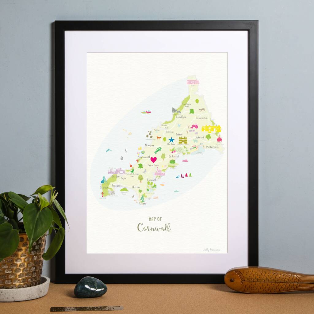 Personalised Cornwall Map: Add Favourite Places, 1 of 4