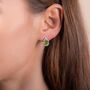 Peridot 18k Rose Gold Plated Pear Drop Stud Earrings, thumbnail 3 of 5