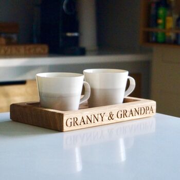 Personalised Oak Tea Cup Tray, 3 of 4