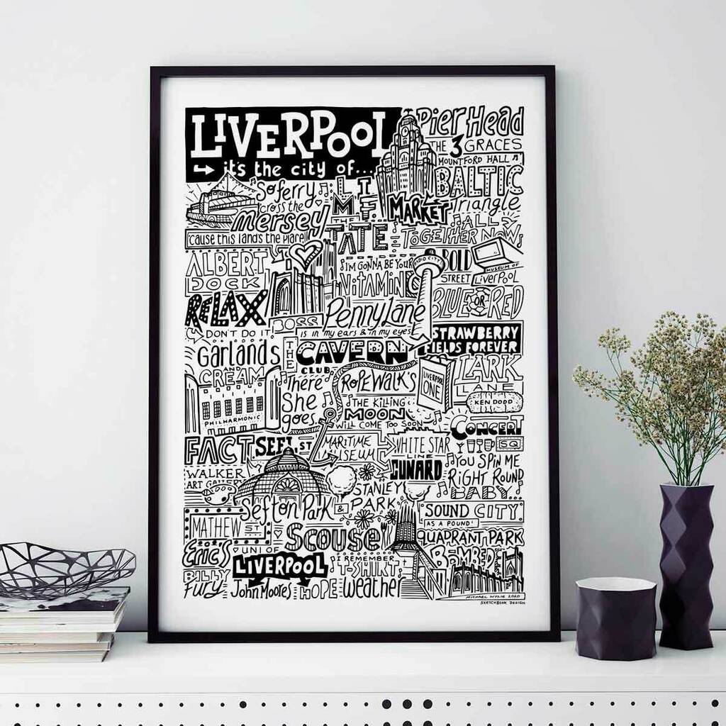 Liverpool Landmarks Typography Print Poster, 1 of 12