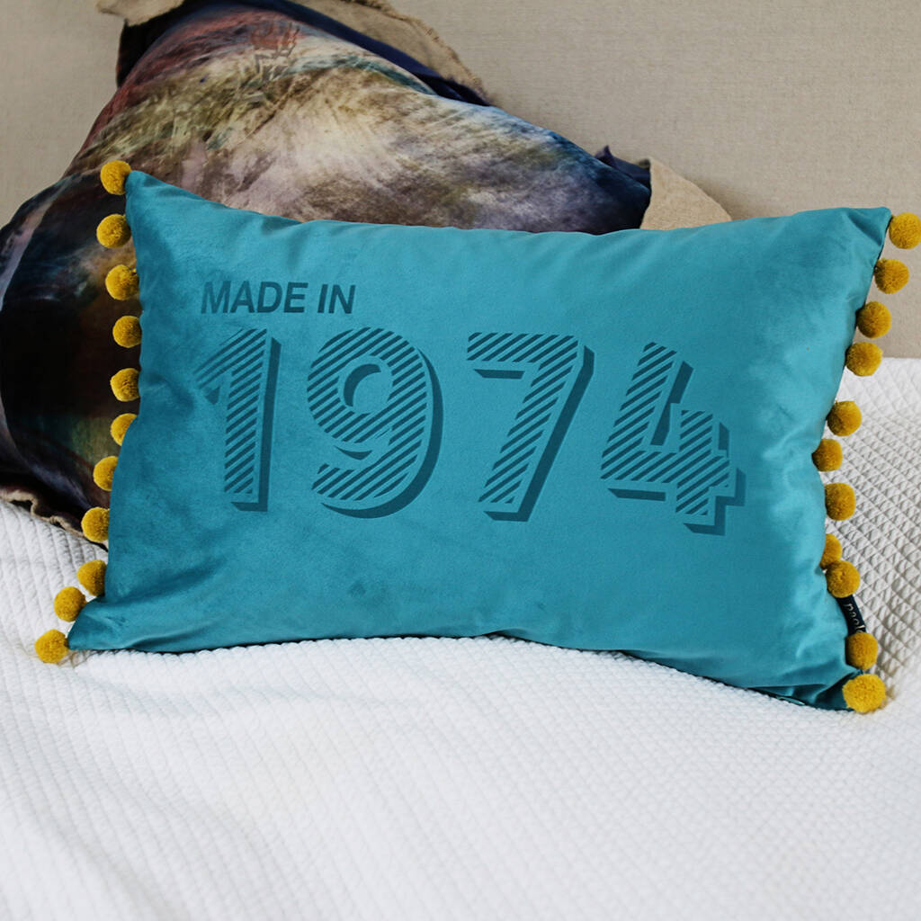 Personalised Made In Year Velvet Cushion, 1 of 9