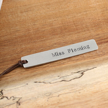 Personalised Teachers Gift Pewter And Leather Bookmark, 5 of 10